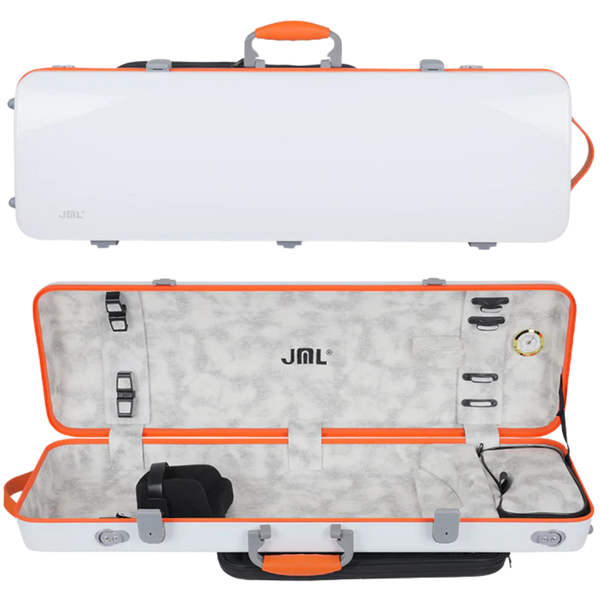 JML Carbon Fibre 1.8 Oblong Violin Case White with Orange 4/4