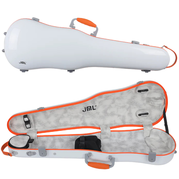 JML Carbon Fibre 1.5 Shaped Violin Case White with Orange 4/4