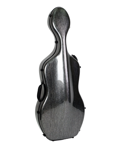 HQ Polycarbon Cello Case 1/2 - Brushed Silver and Black