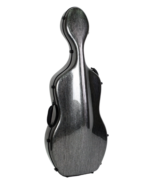 HQ Polycarbon Cello Case 4/4 - Brushed Silver and Black