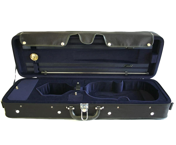 TG Oblong Violin Case Hill Style 1/4 - Black with Blue Interior