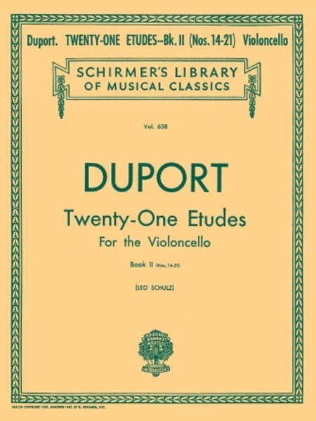 Duport, 21 Etudes for Cello Book 2 (Schirmer)