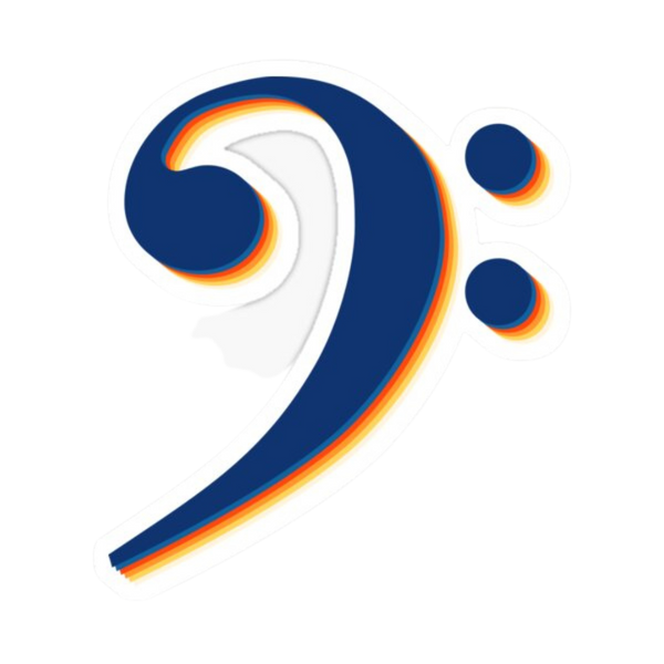 Sticker - Bass Clef Navy and Orange